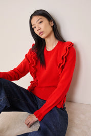 Wool sweater with maxi ruffles