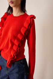 Wool sweater with maxi ruffles