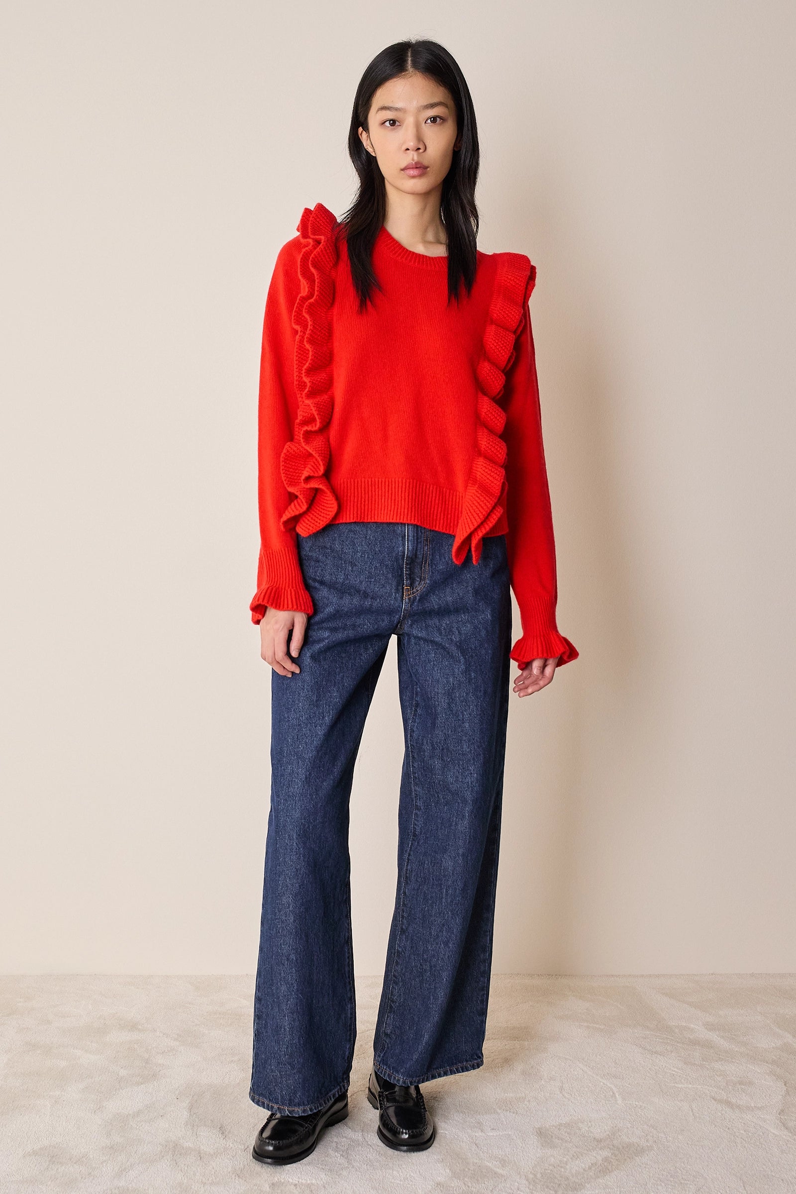 Wool sweater with maxi ruffles