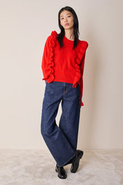 Wool sweater with maxi ruffles