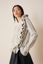 Wool sweater with maxi ruffles
