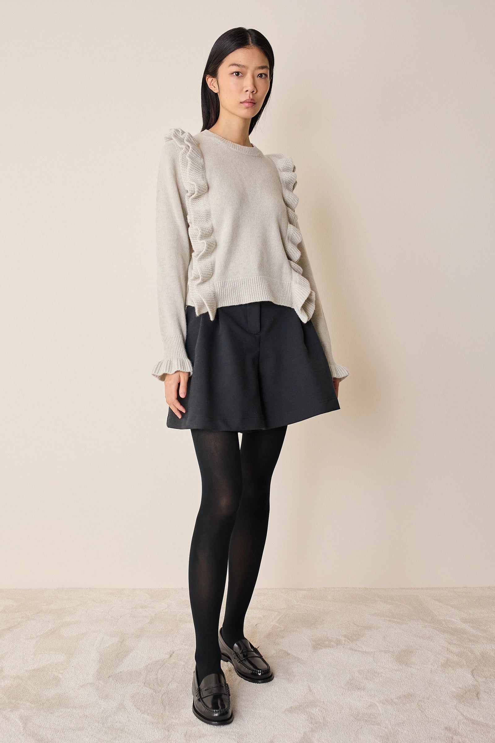 Wool sweater with maxi ruffles