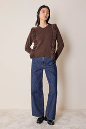 Wool sweater with maxi ruffles