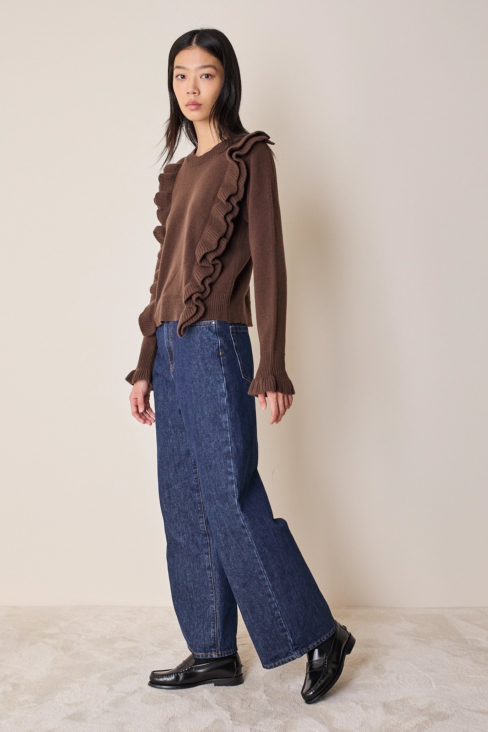 Wool sweater with maxi ruffles