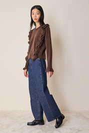 Wool sweater with maxi ruffles