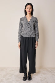 Buttoned mélange yarn cardigan