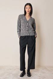 Buttoned mélange yarn cardigan