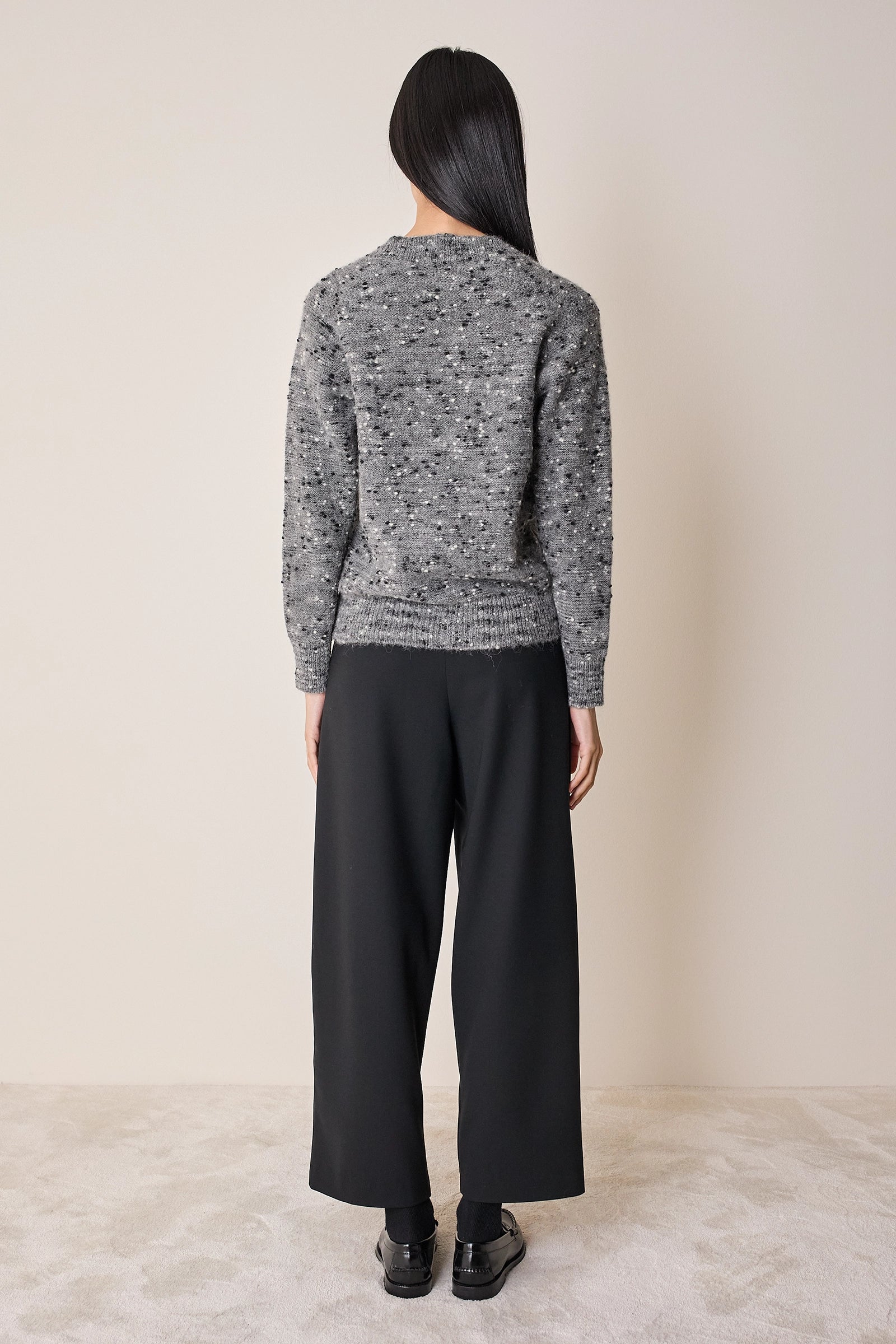 Buttoned mélange yarn cardigan