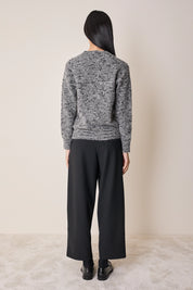 Buttoned mélange yarn cardigan