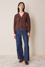 Buttoned mélange yarn cardigan