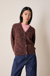Buttoned mélange yarn cardigan