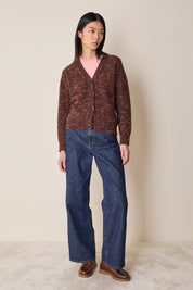 Buttoned mélange yarn cardigan