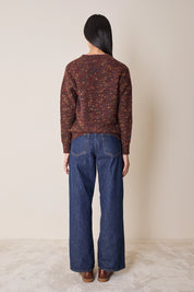 Buttoned mélange yarn cardigan