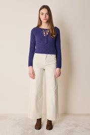 Ribbed sweater with tie detail