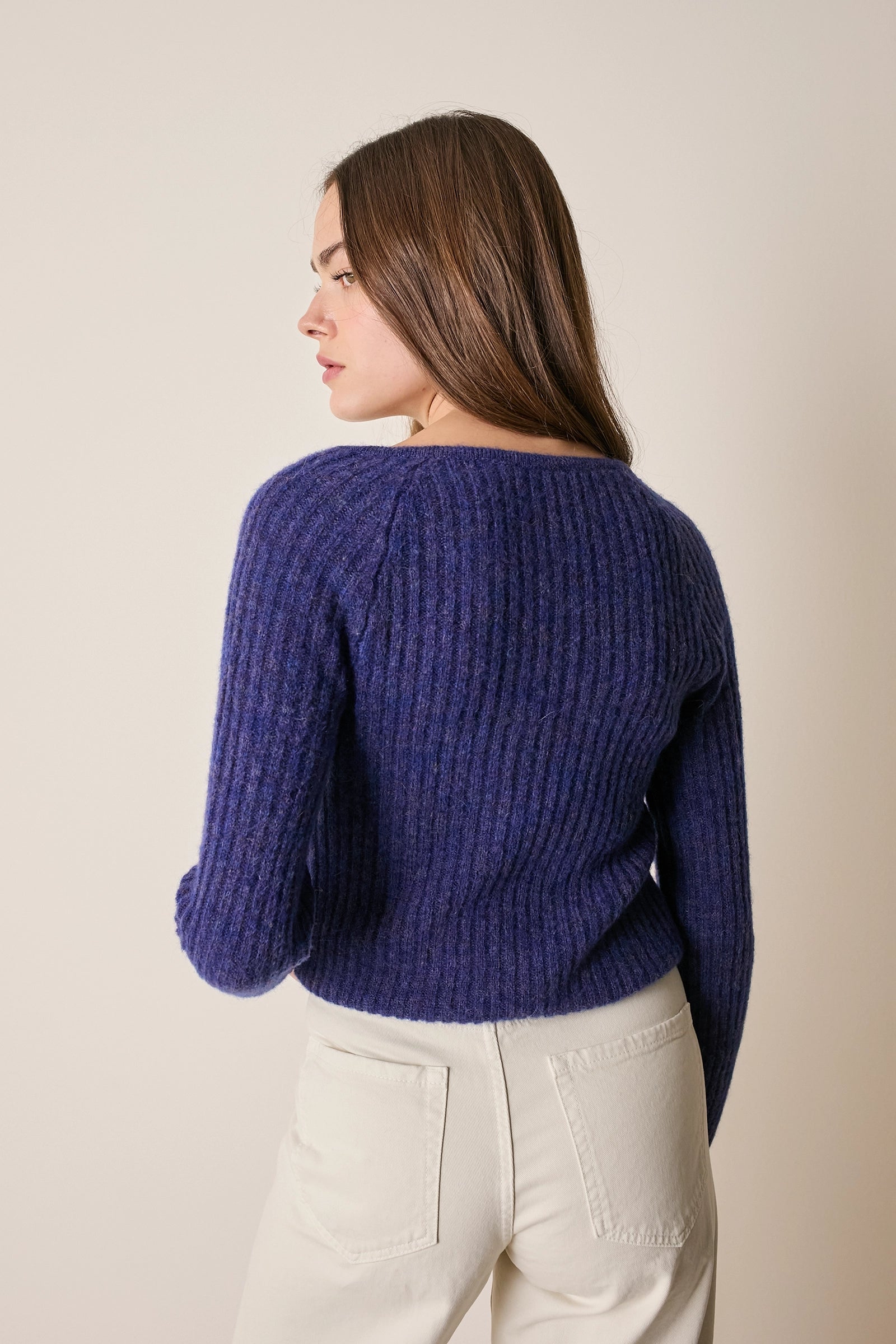 Ribbed sweater with tie detail