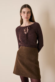 Ribbed sweater with tie detail