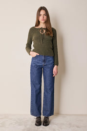 Ribbed sweater with tie detail