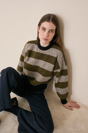 Striped crew neck sweater