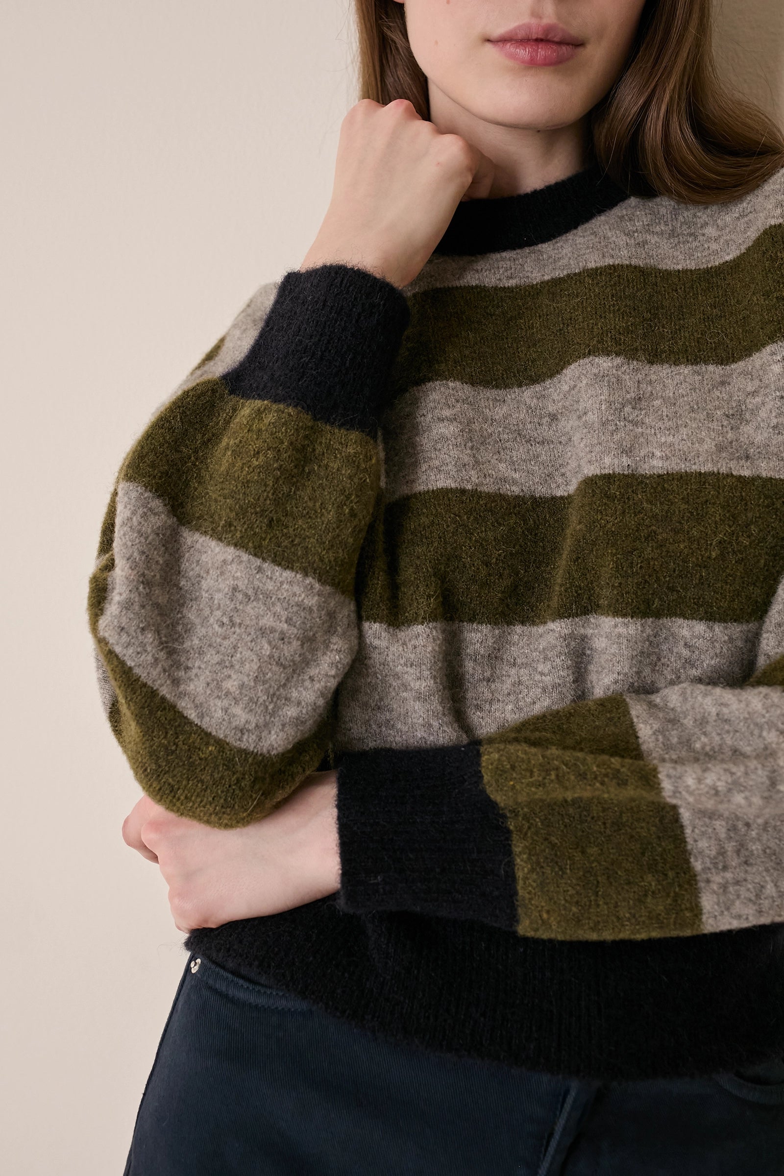 Striped crew neck sweater