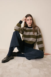 Striped crew neck sweater