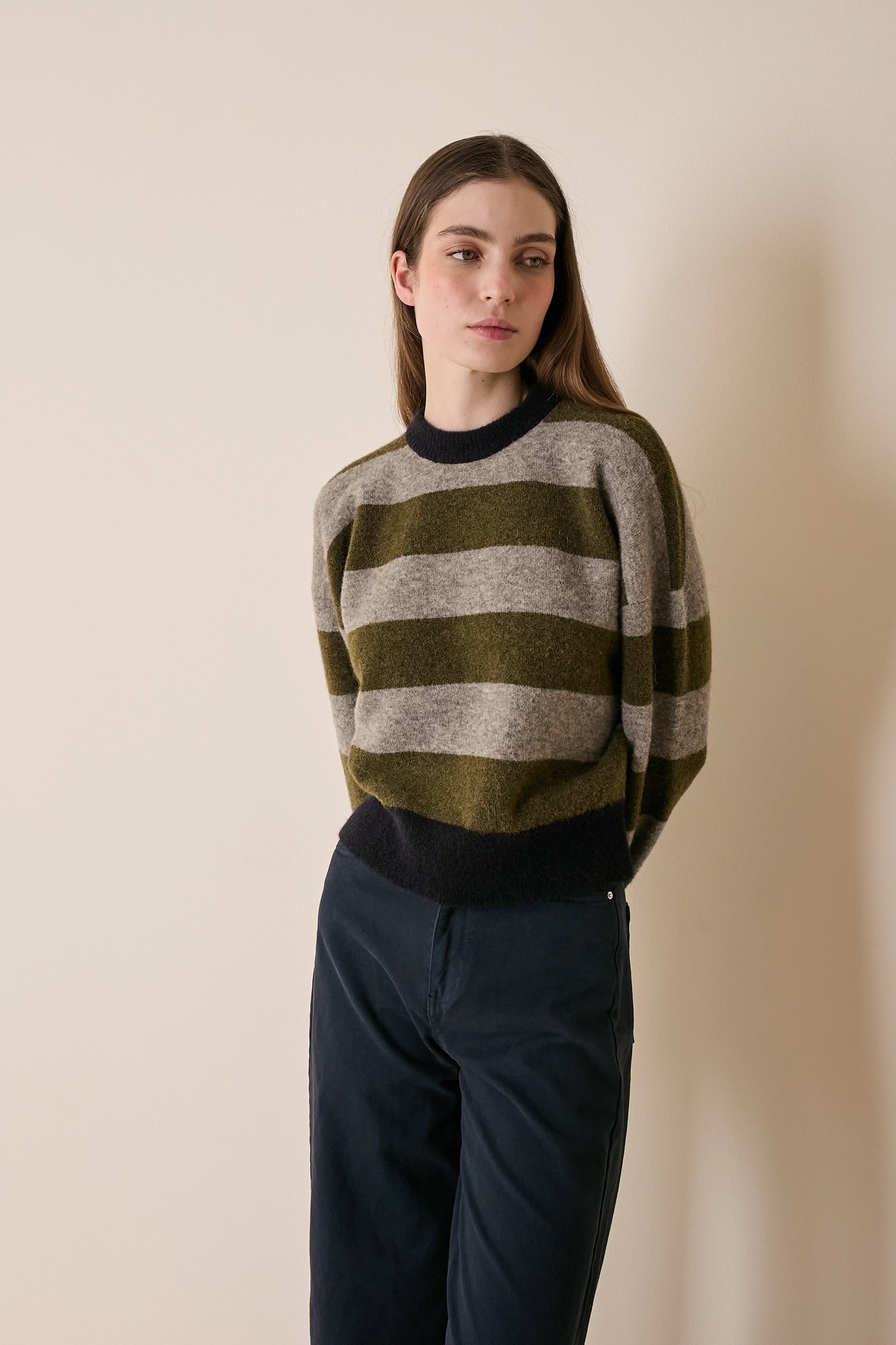 Striped crew neck sweater