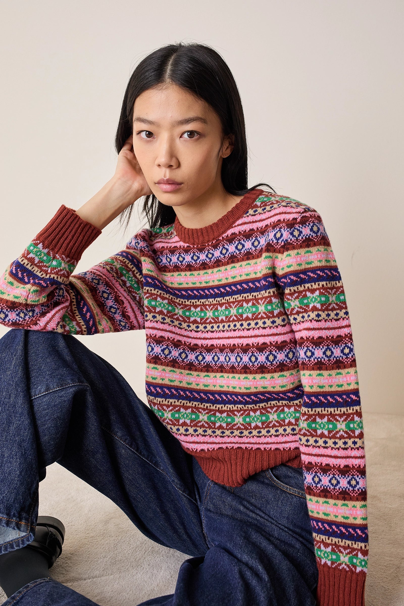 Jacquard wool sweater