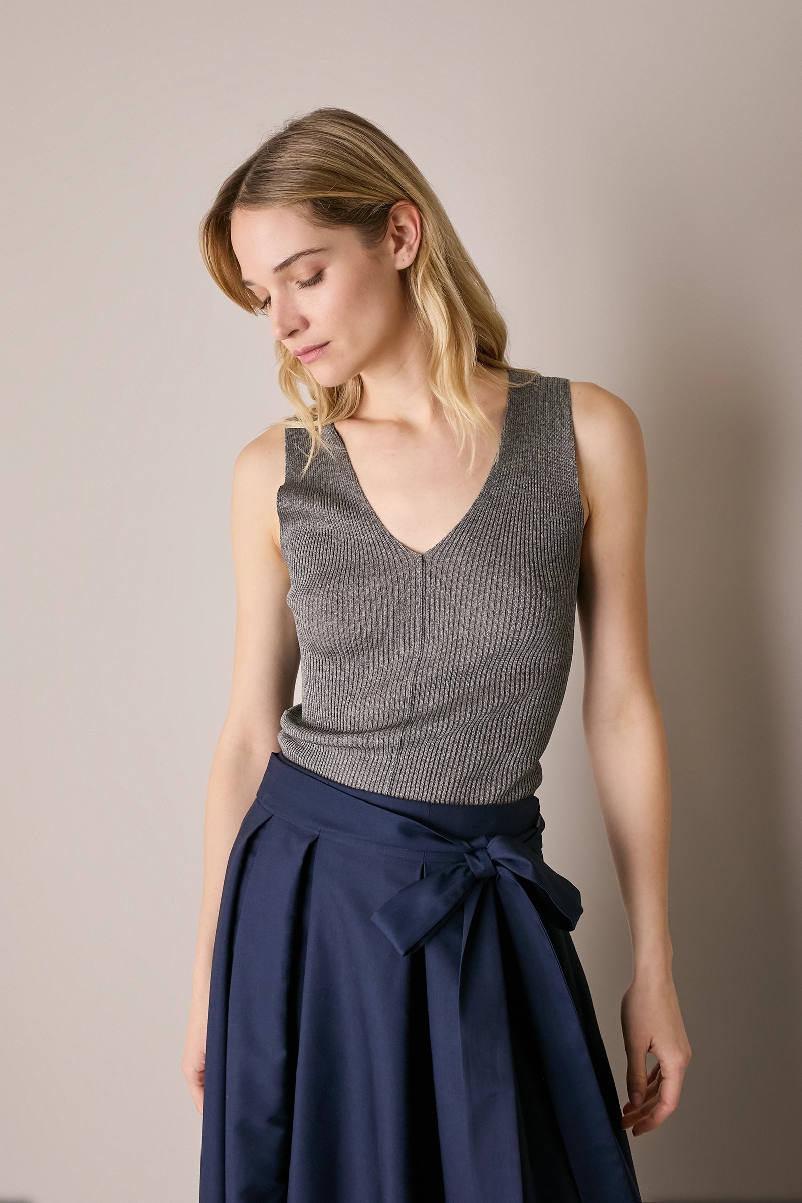 Ribbed cotton knit tank top