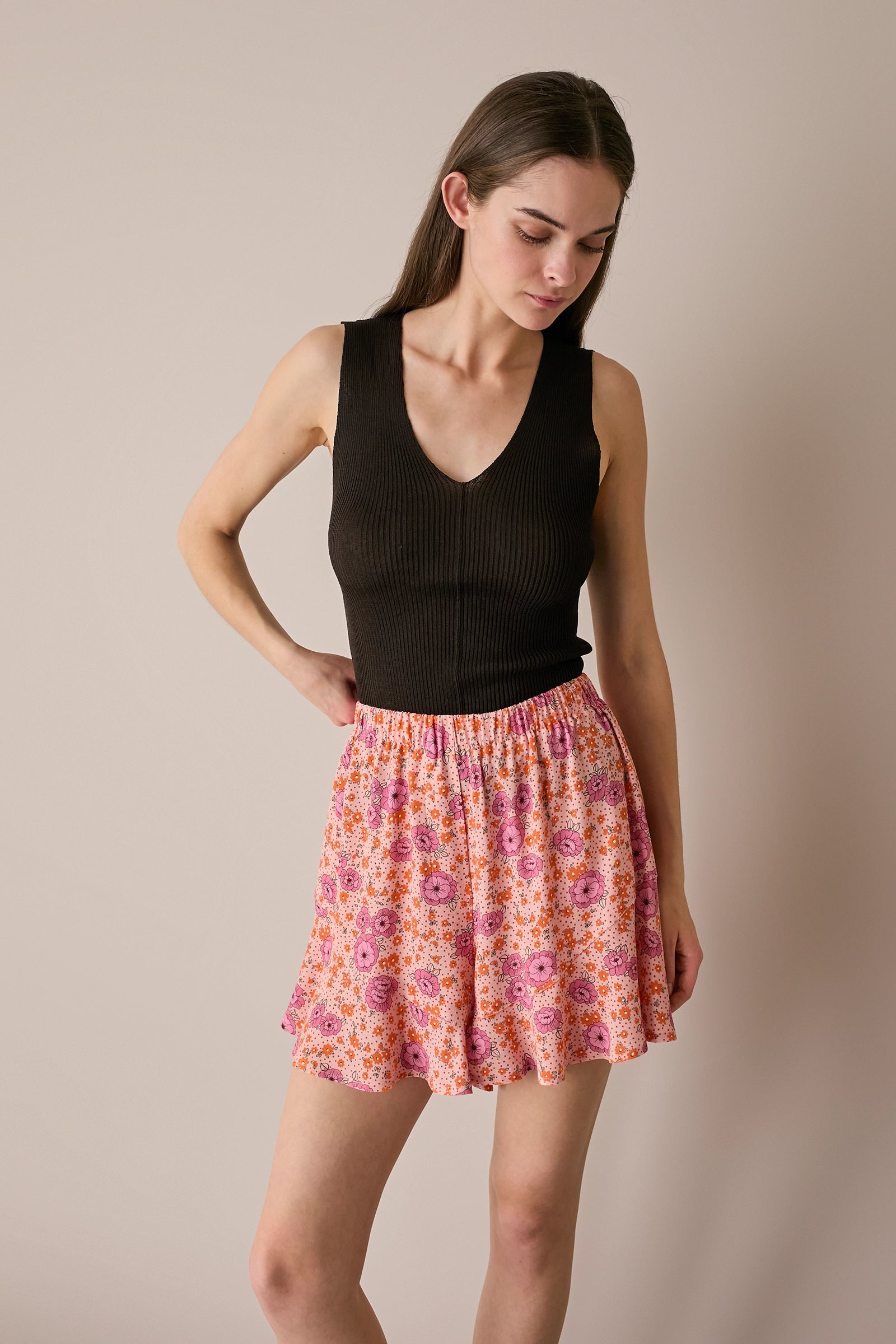 Ribbed cotton knit tank top