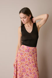 Ribbed cotton knit tank top