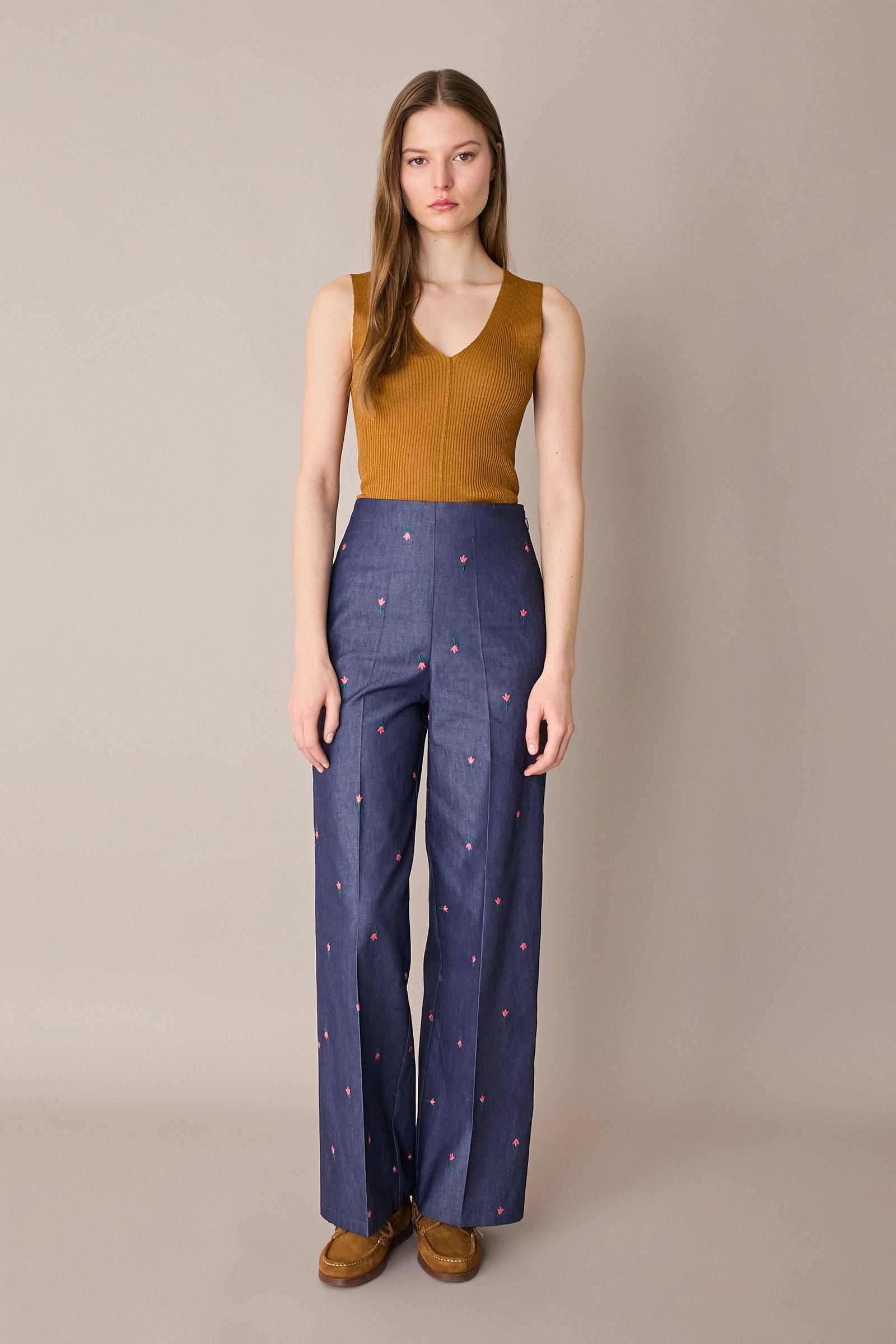 Ribbed cotton knit tank top