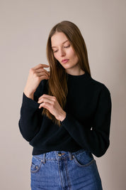 Maglia punto pannocchia con collo spesso