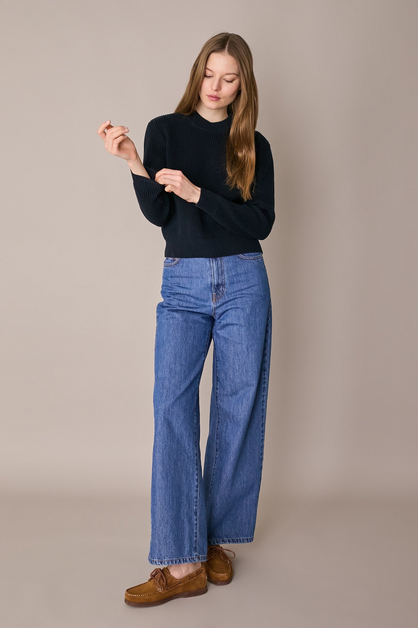 Maglia punto pannocchia con collo spesso