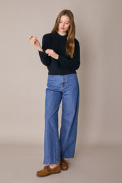 Maglia punto pannocchia con collo spesso