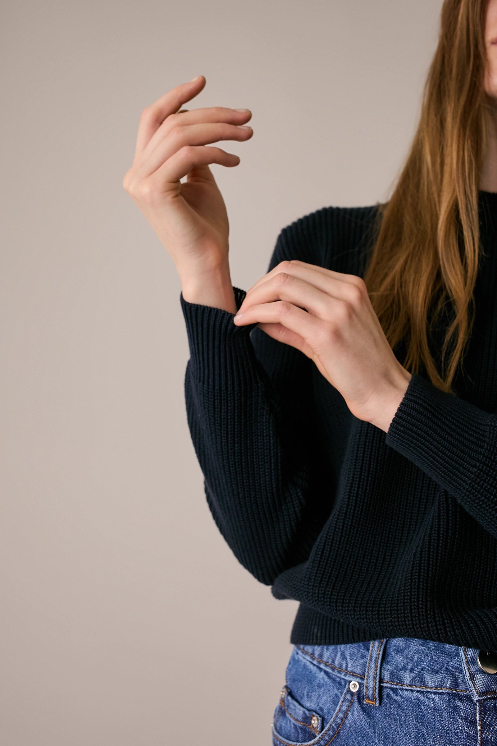 Maglia punto pannocchia con collo spesso