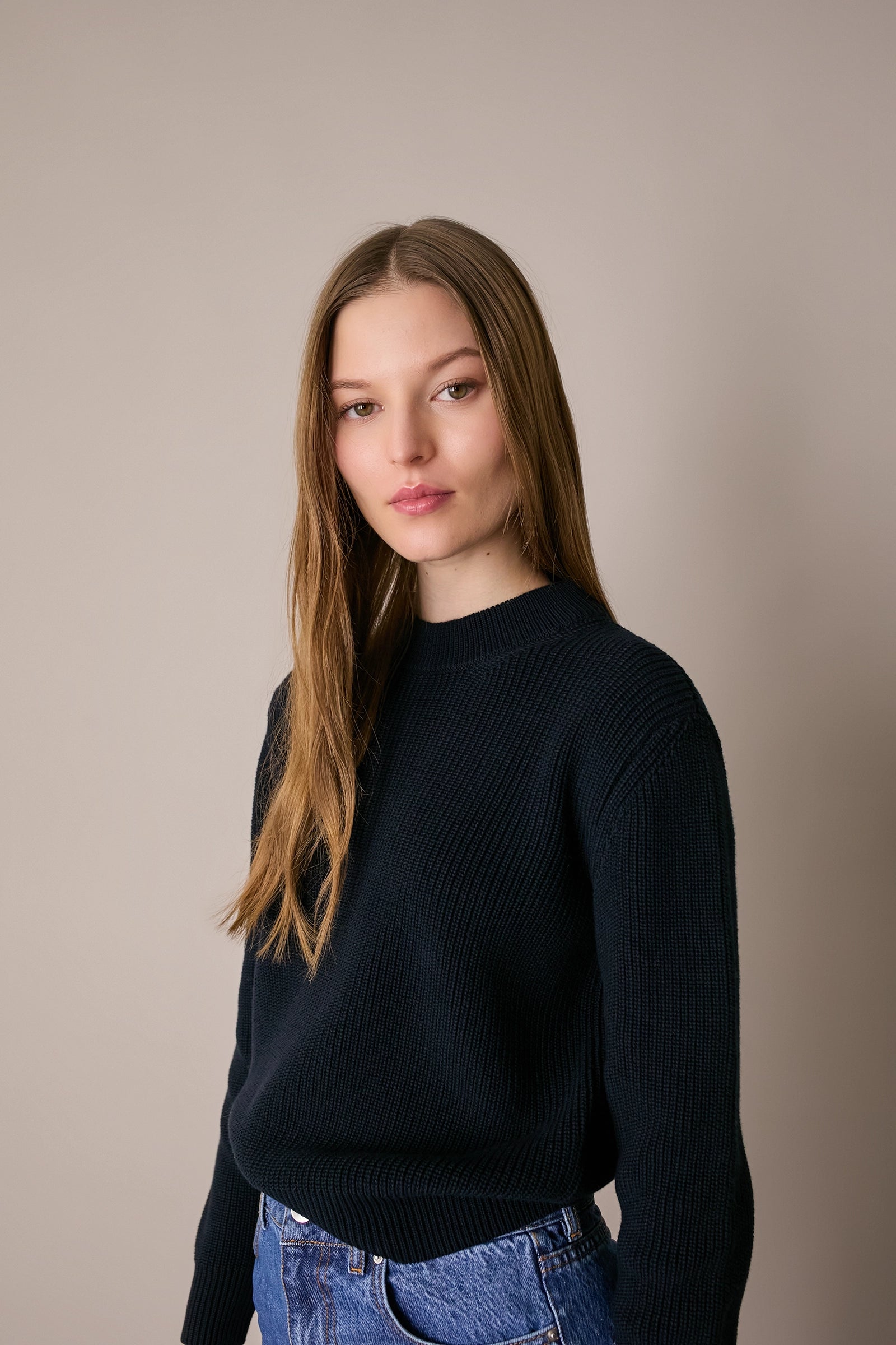 Maglia punto pannocchia con collo spesso