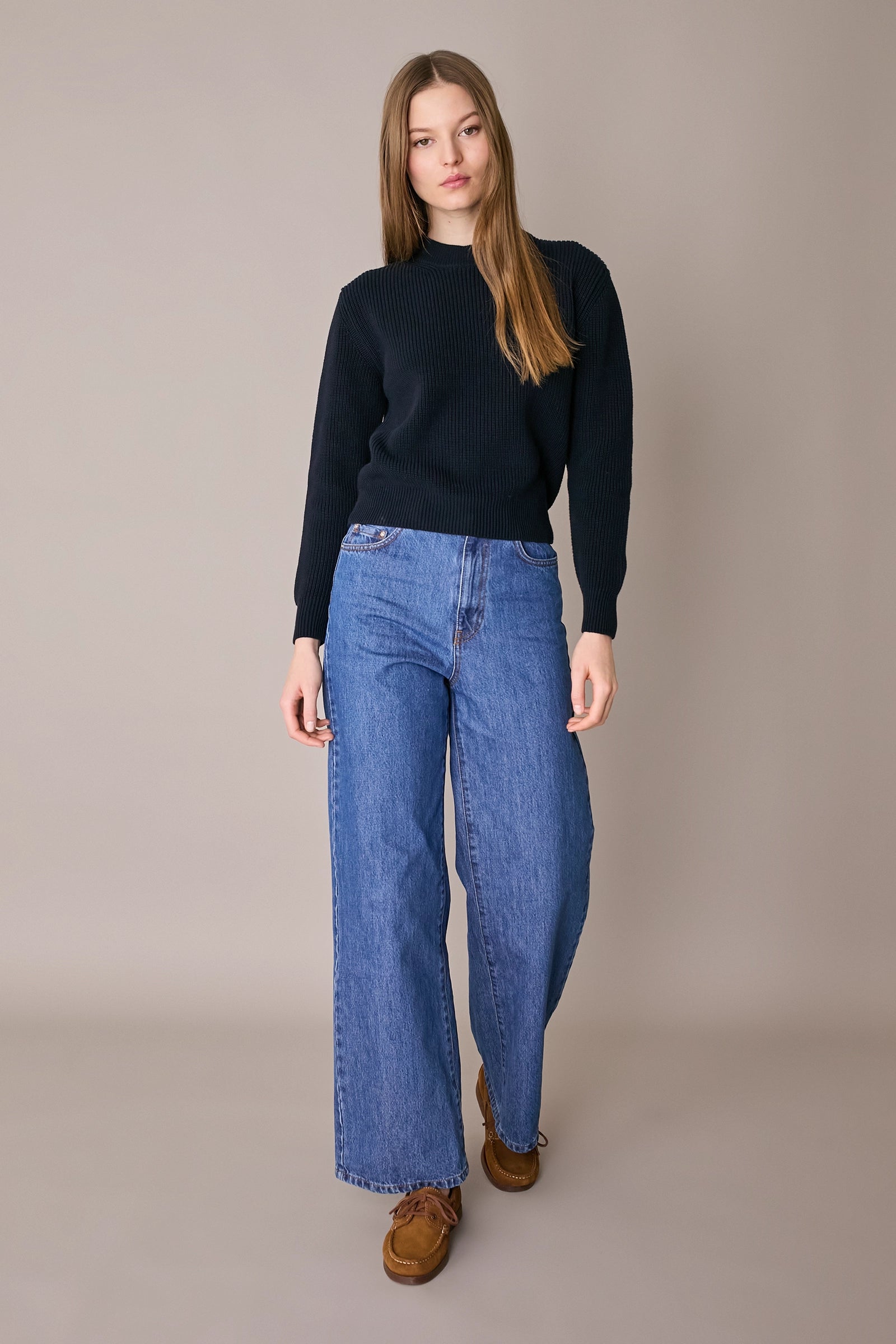 Maglia punto pannocchia con collo spesso