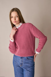 Maglia punto pannocchia con collo spesso