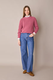 Maglia punto pannocchia con collo spesso