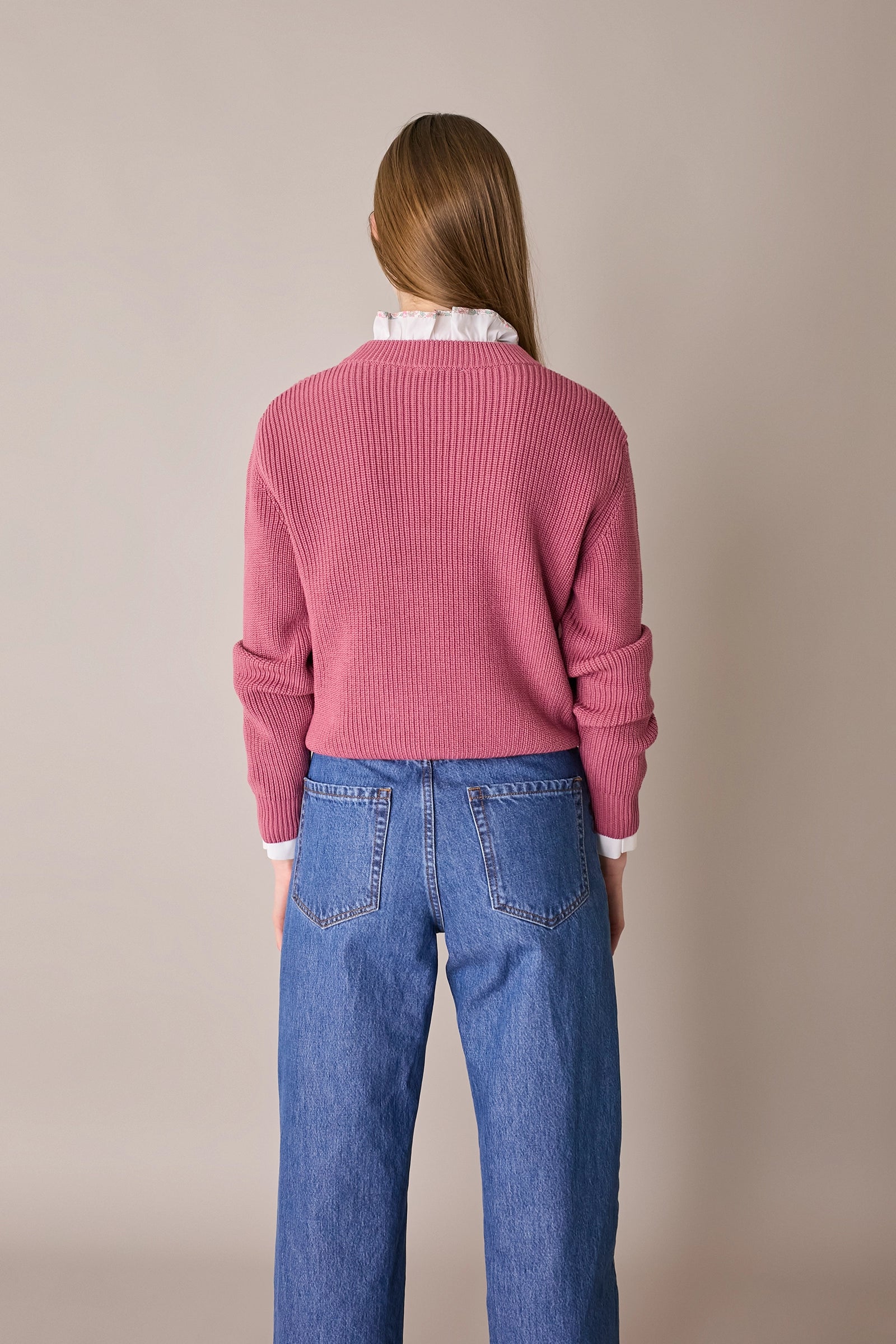 Maglia punto pannocchia con collo spesso