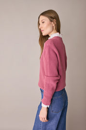 Maglia punto pannocchia con collo spesso