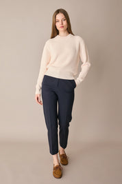 Maglia punto pannocchia con collo spesso