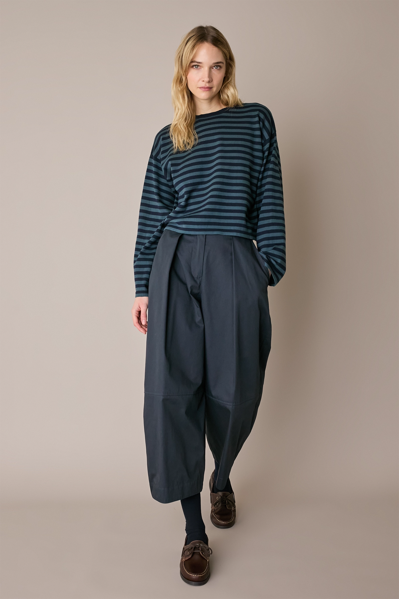 Maglia girocollo boxy a righe