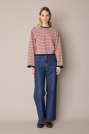 Maglia girocollo boxy a righe