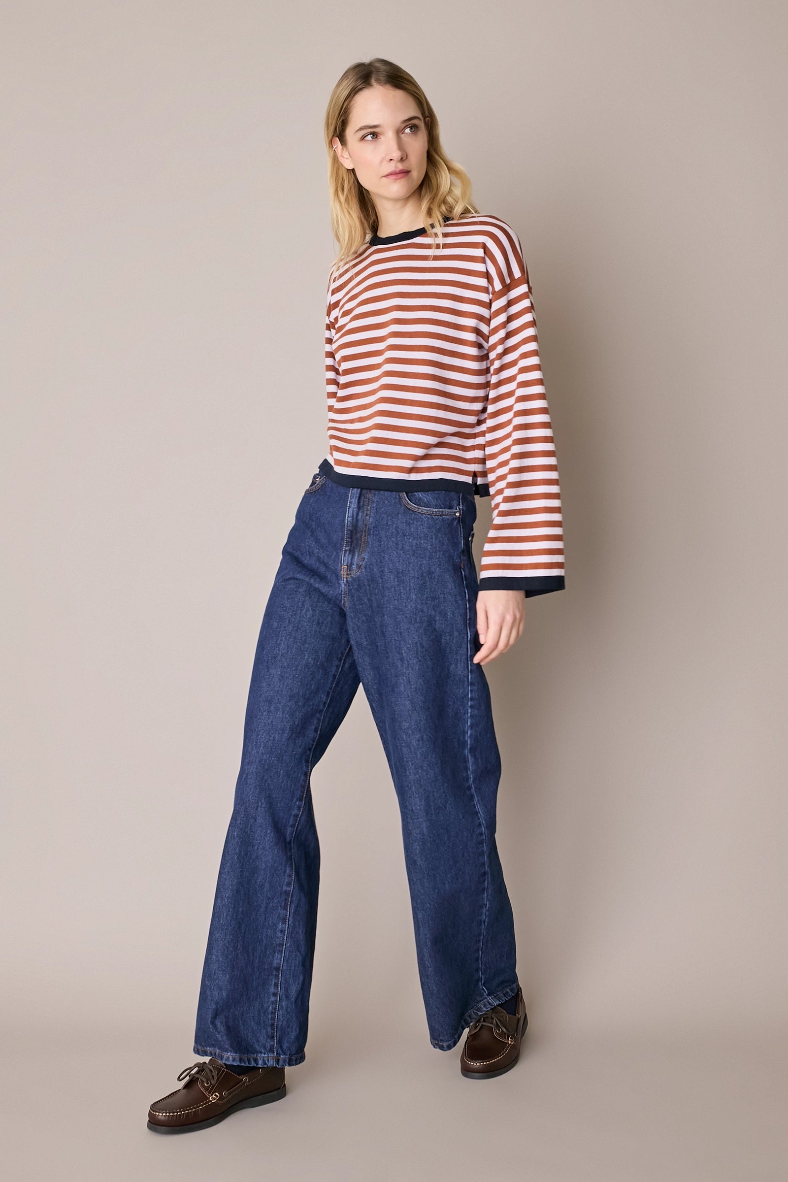 Maglia girocollo boxy a righe