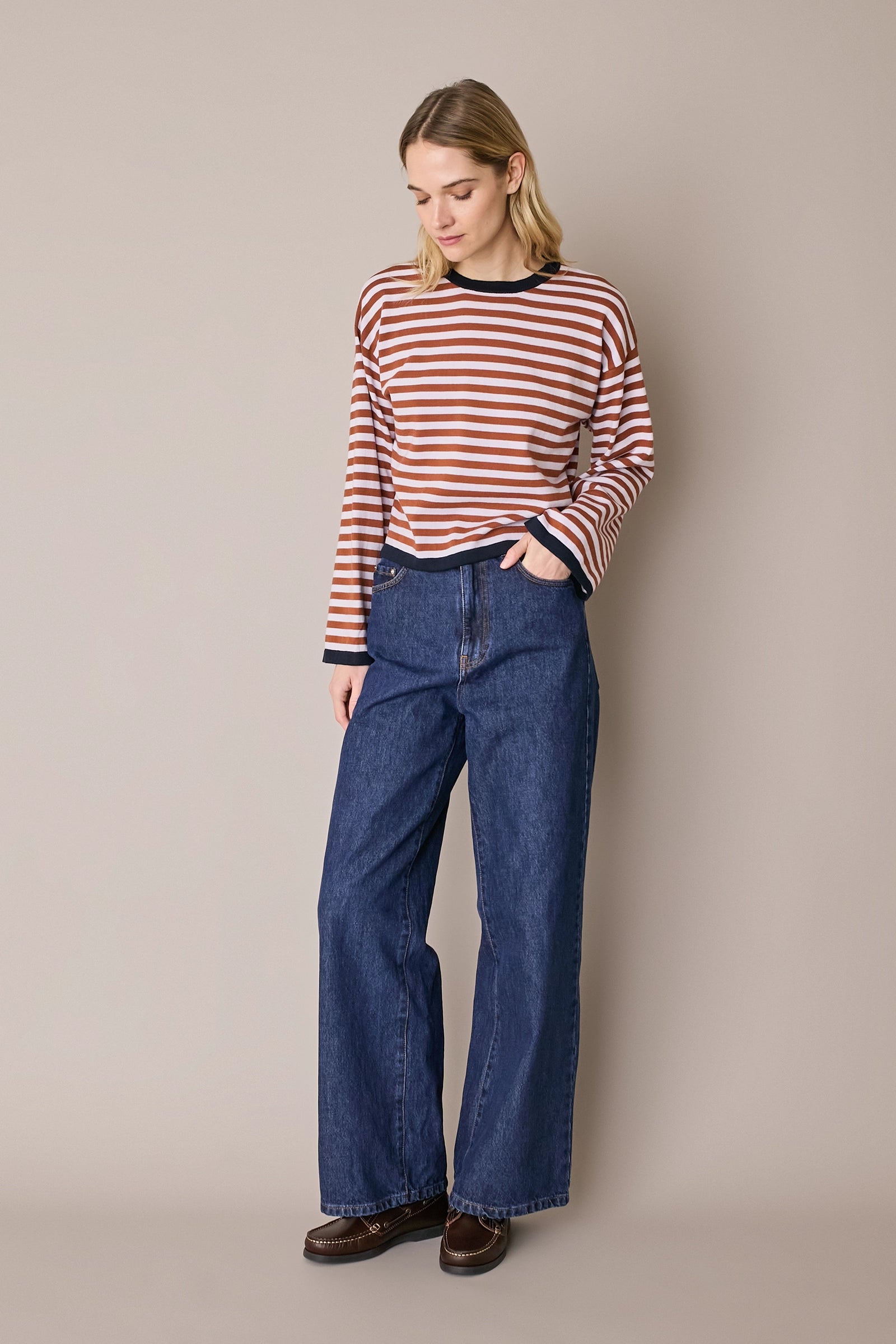 Maglia girocollo boxy a righe