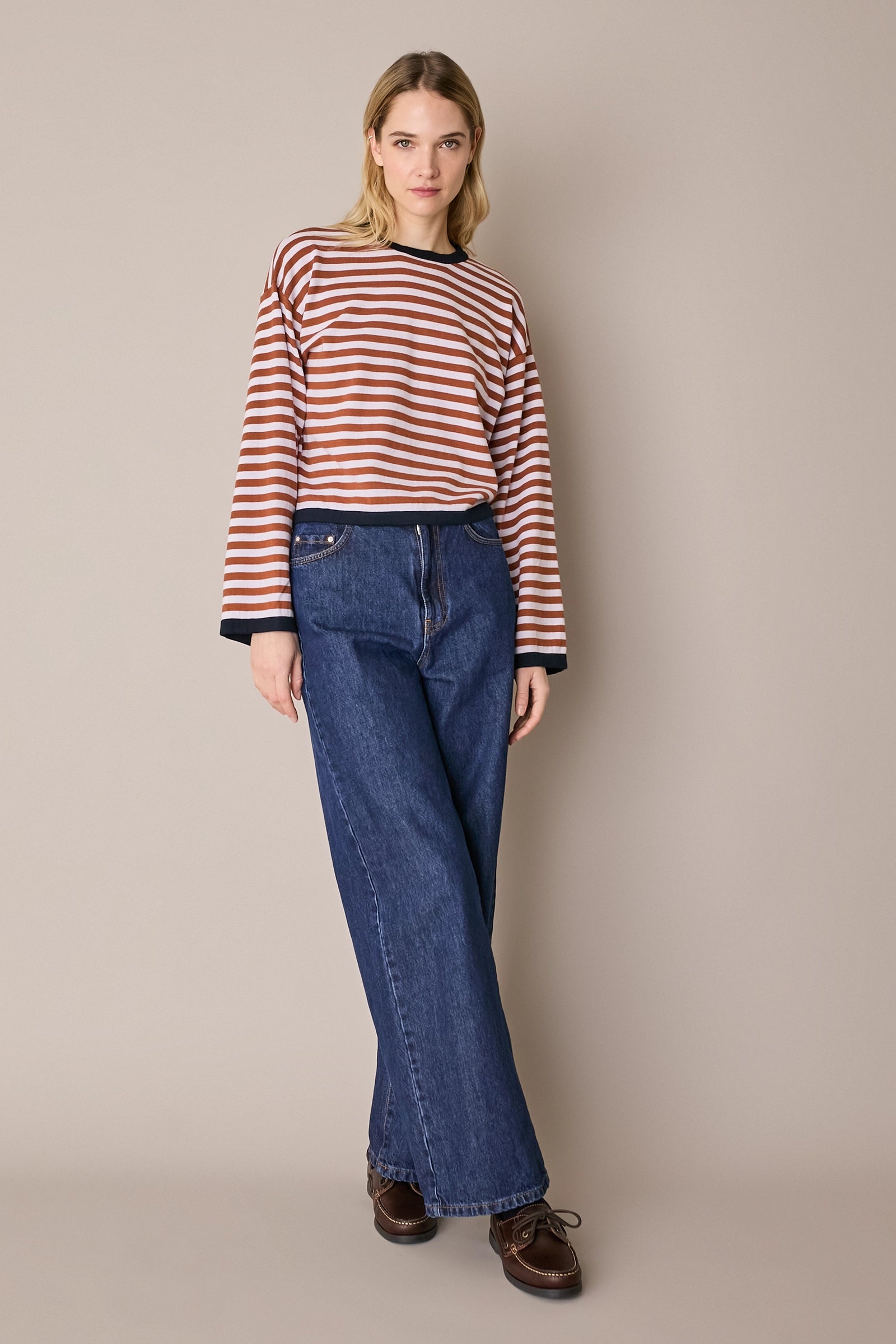 Maglia girocollo boxy a righe