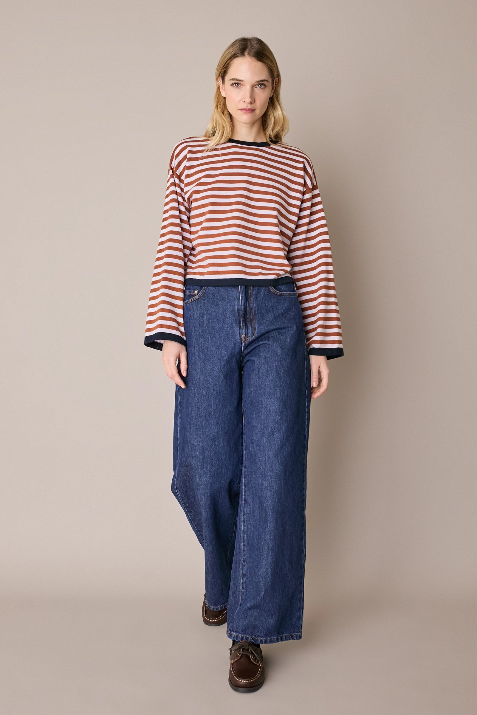 Maglia girocollo boxy a righe