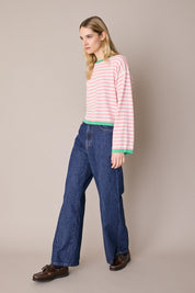 Maglia girocollo boxy a righe