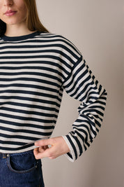 Maglia girocollo boxy a righe