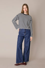 Maglia girocollo boxy a righe